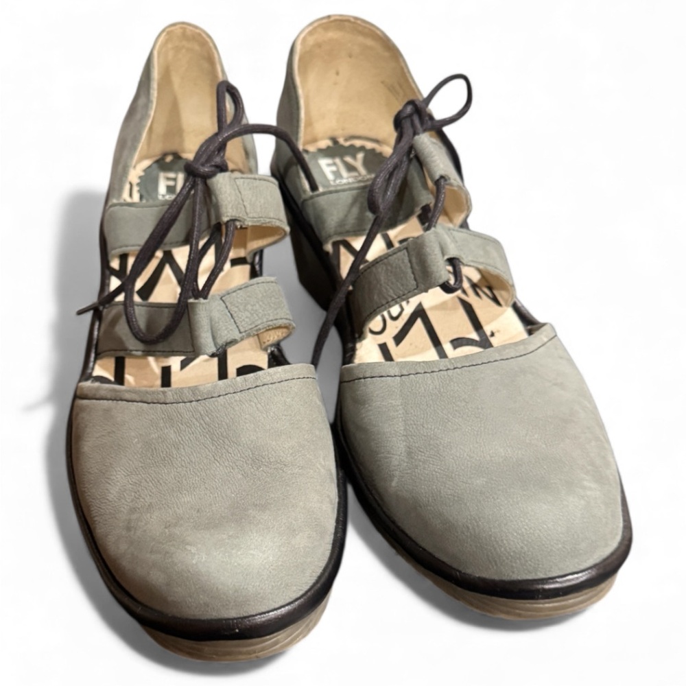 Fly London Gray Women's lace up Flats size 41